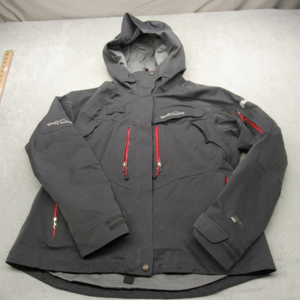 Eddie Bauer Jacket Men Large Gray WeatherEdge‎ PRO Hood Waterproof Heavy Canvas